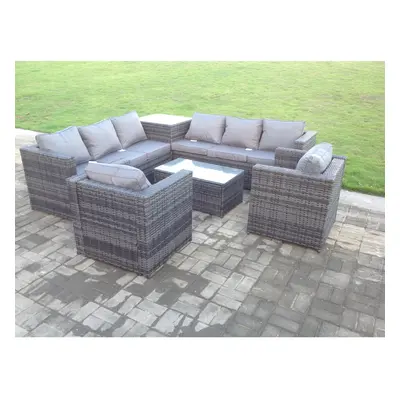 Fimous Seater Wicker Outdoor Rattan Garden Furniture Set Coffee Table