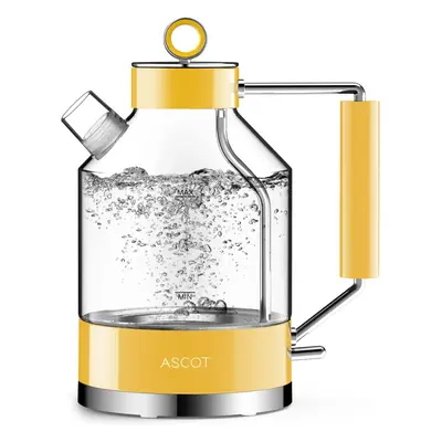 (Yellow) Electric Kettle, Glass Electric Tea Kettle Gifts for Men/Women/Family 1.5L 1500W Borosi