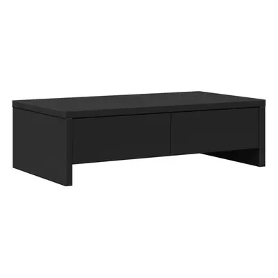 vidaXL Monitor Stand Computer Monitor Riser with Drawers Black Engineered Wood