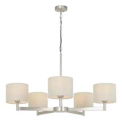 Matt Nickel Multi Arm Ceiling Pendant Light & Taupe Shades Bulb Hanging