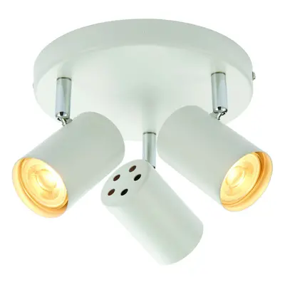 Triple Adjustable Head Ceiling Spotlight Matt White Round GU10 Kitchen Downlight