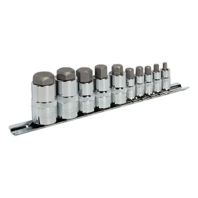 10pc STUBBY Hex Socket Bit Set - 1/4" 3/8" 1/2" - Square Drive Short Shaft Allen