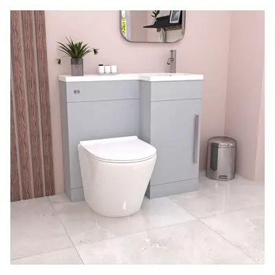 Nes Home Matte Grey Flat Pack 900mm L-Shape Right Hand Vanity Unit & Toilet