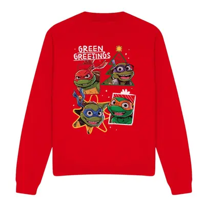 (L, Red) Teenage Mutant Ninja Turtles Unisex Adult Green Greetings Christmas Sweatshirt