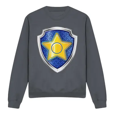 (L, Charcoal) Paw Patrol Unisex Adult Chase Badge Sweatshirt