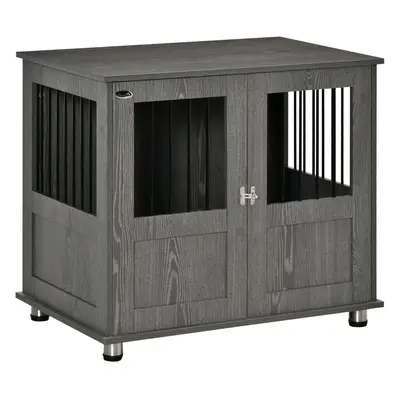 (85 cm x cm W x cm H, Grey) Dog Crate Furniture End Table, Pet Kennel for Small and Medium Dogs 