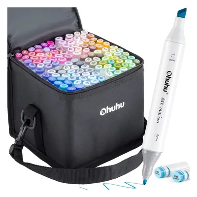 Ohuhu New colours Dual Tips Permanent Marker Pens Art Markers for Highlighter Pen with Carrying 