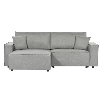 Right Hand Fabric Corner Sofa Bed with Storage Grey KARILA