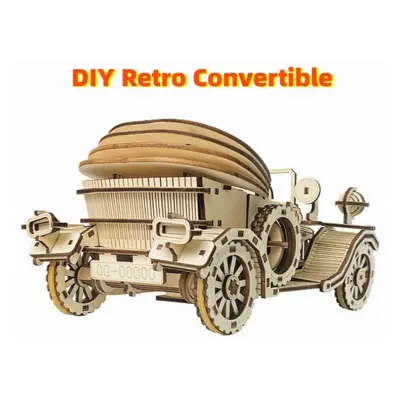 DIY Retro Convertible Car Model 3D Three-dimensional Wooden Puzzle Creative Puzzle Assembly Toy 