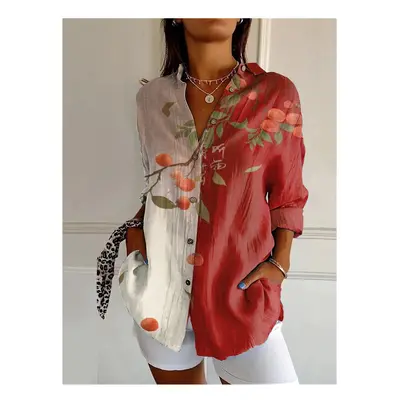 (YK2008, M) Summer Women's Long Shirt Summer European and American Fashion Shirt 3D Pattern Prin