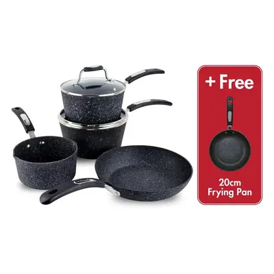 4 Piece Cookware Set, Non Stick Pots & Pans Set, 16cm Milk Pan, & 20cm Saucepans, 24cm Frying Pa