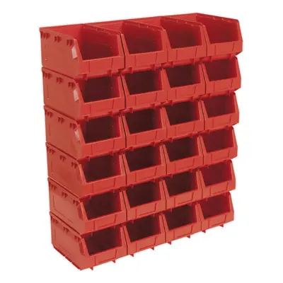 24 PACK Red x x 130mm Plastic Storage Bin - Warehouse Parts Picking Tray