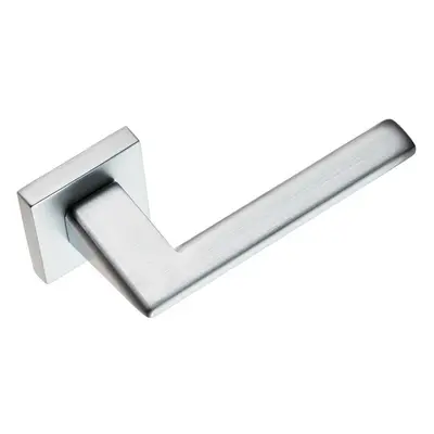 PAIR Modern Flat Bar Handle on Square Rose Concealed Fix Satin Chrome