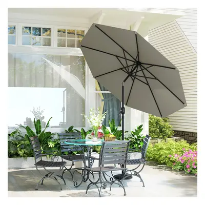 Outsunny Garden Umbrella Parasol Sun Shade Aluminium Light Grey, 2.7M