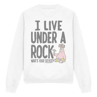 (M, White) SpongeBob SquarePants Unisex Adult Under A Rock Sweatshirt