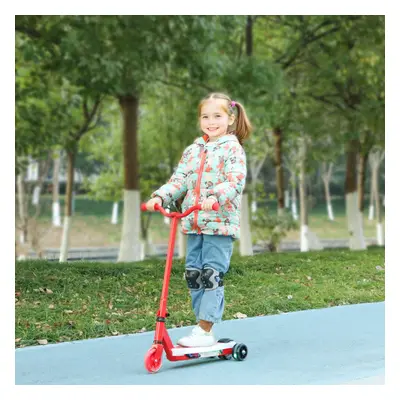 AIYAPLAY Electric Scooter for Kids 4-7, with Auxiliary Rear Wheels, Red