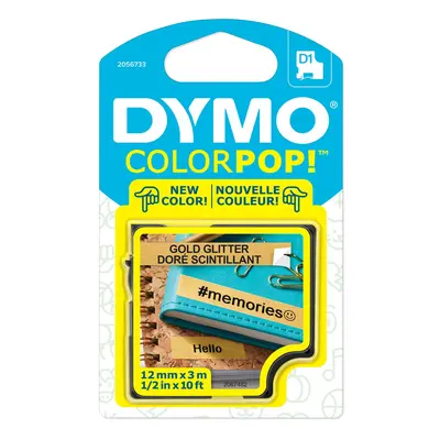 DYMO COLORPOP Authentic Label Maker Tape W x L Black Print on Gold Glitter D1 Standard