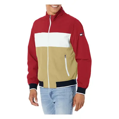 Tommy Hilfiger Men's Yachting Bomber Jacket Khaki/Red Colorblock