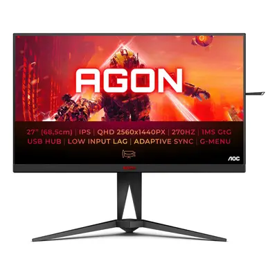 AOC AGON Gaming - AG275QZ - Inch QHD Monitor, 240Hz, 1ms GTG, IPS, HDR 400, G sync Compatible, F