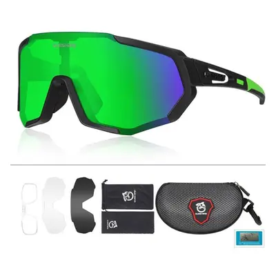 (black,green) Queshark Cycling Glasses Polarized Sports Sunglasses Men Women With Interchangeabl