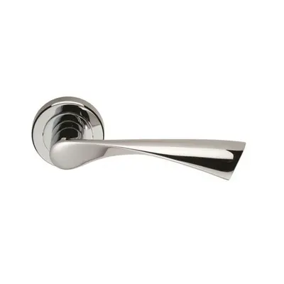 PAIR Angular Twisted Handle on Round Rose Concealed Fix Polished Chrome