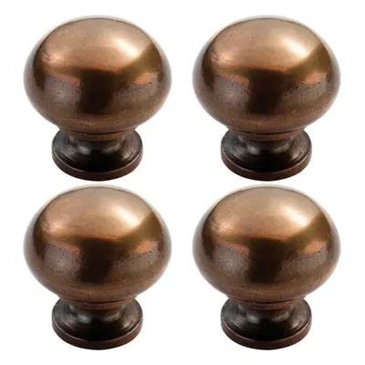 4x Mushroom Cupboard Door Knob 30mm Diameter Solid Bronze Cabinet Handle