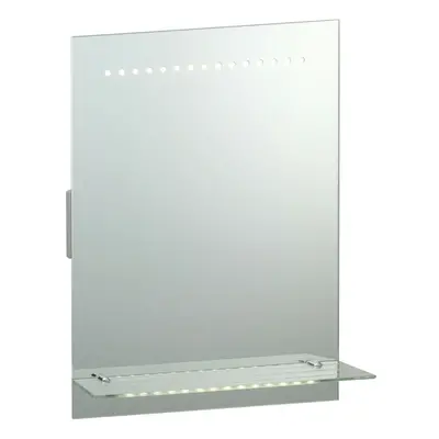 IP44 LED Bathroom Mirror 50cm x 39cm Vanity Light Glass Shelf & Shaver Socket