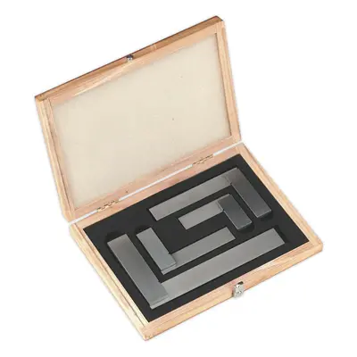 4 Piece Precision Steel Square Set - Hardened & Tempered - Wooden Case