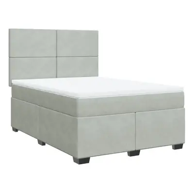 vidaXL Box Spring Bed with Mattress Bed Base Light Grey 140x190 cm Velvet