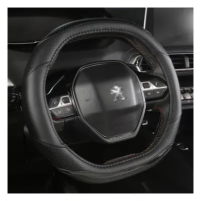 (black) For 2019 E2008 Car Steering Wheel Cover Carbon Fibre + Pu Leather Auto Accessories Inter