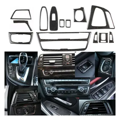 13PCS Real Carbon Fiber Interior Trim Decor Cover For BMW 4 Series F30 F34