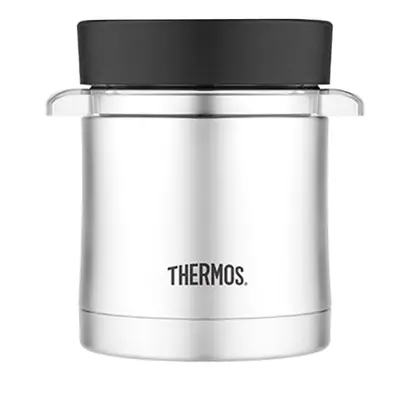 Thermos Food Jar with Microwavable Container, 12-Ounce, Stainless Steel