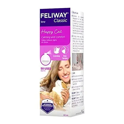 FELIWAY Classic 60ml Spray, comforts cats and helps solve behavioural issues and stress/anxiety 