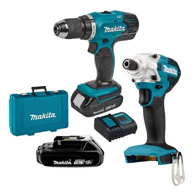 Makita 18v LXT Twin Pack - Cordless Drill Driver & Impact Driver Set x Battery