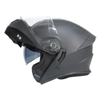 (Matt Black, XXXL) Zorax ZOR-839 Matt Black Flip Up Helmet Double Visor Motorcycle Motorbike Hel