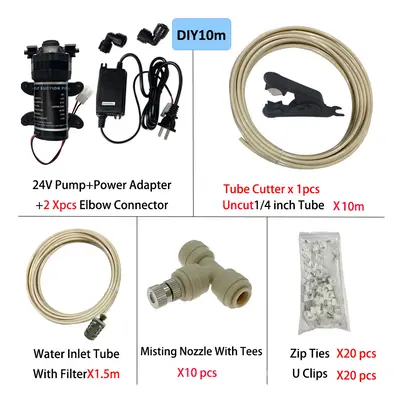 (DIY 10m slip B) New Quiet Garden Water Mist Spray Electric Electric Diaphragm Pump Kit Greenhou