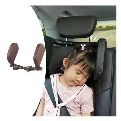 (Coffee Red) Car Seat Headrest Rear Degree PVC Leather Car Pillow for Trips Head