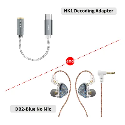 (BlueNoMic and NK1) NiceHCK DB2 Microphone HiFi Music Earphone 1DD+1BA Hybrid Dual Driver