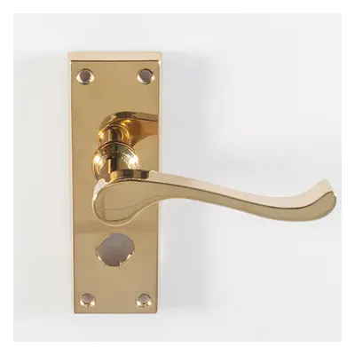 PAIR Victorian Scroll Handle on Bathroom Backplate x 41mm Polished Brass