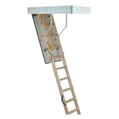 3 Section Timber Folding Loft Ladder & Handle Hatch & Frame 2.8m Max Height