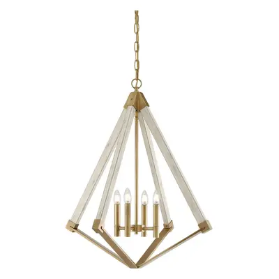 4 Bulb Chandelier Hanging Pendant LIght Weathered Brass LED E14 60W Bulb