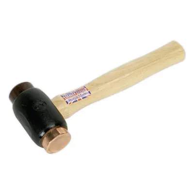 3.5lb Copper and Rawhide Faced Hammer - Hickory Wooden Shaft - Iron Head