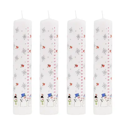 Pack Of Traditional Countdown To Christmas Pillar Advent Candle Snowman