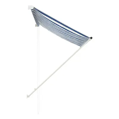 vidaXL Retractable Awning Blue and White Outdoor Sun Protection Screen Canopy