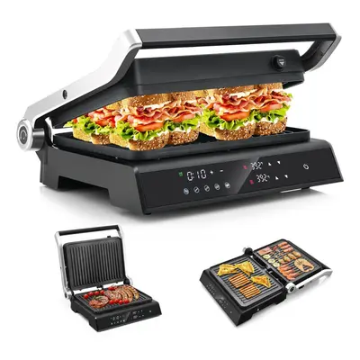 3-in-1 Electric Panini Press Grill 1200W Sandwich Maker Nonstick Cooking Modes