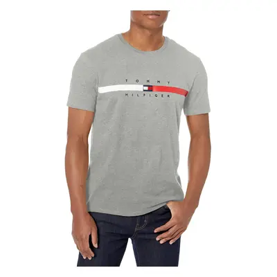 Tommy Hilfiger mens Short Sleeve Flag Stripe T-shirt T Shirt grey Hea