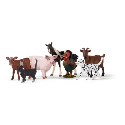 Schleich Farm World 7Piece Farm Animal Gift Set Including Dalmatian Cat Pig Goat Rooster Texas L