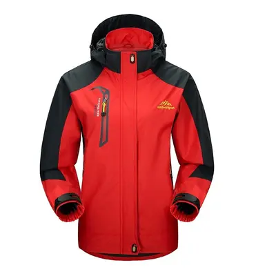 (Red Jacket, Asian Size xl) Outdoor Waterproof Hiking Jacket Set Women Spring Autumn Breathable 