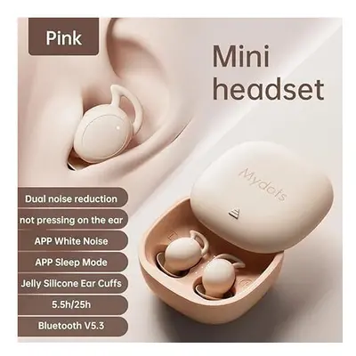 (Pink) NEW Wireless Mini Sleep Bluetooth Earbuds APP Headphones Noise Cancelling