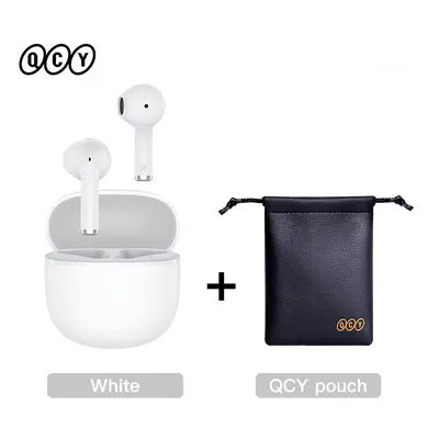 (White with Pouch) QCY Ailybuds Lite Wireless Earphones Bluetooth 5.3 TWS Earbuds Semi in-Ear